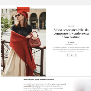 Slow Nature in Vogue Italian online, carbon footprint, climate and ecological emergency, green products and brands, sustainable fashion, eco-friendly and organic fabrics, socially responsible supply chain