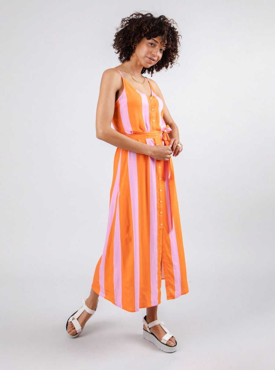 Brava Fabrics Vestits Color Block Vestit Taronja moda sostenible moda ètica