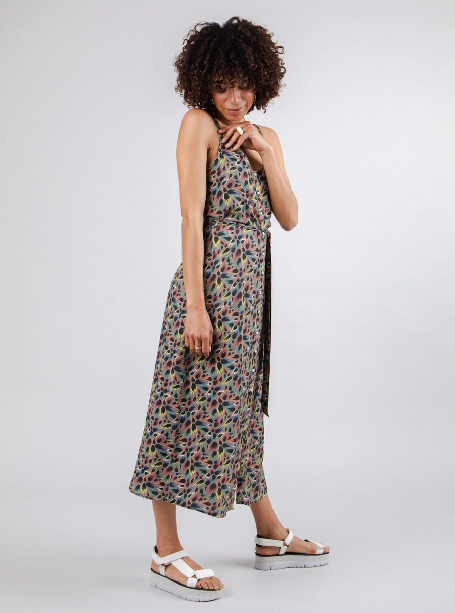 Brava Fabrics kjoler XL Peseta Flames Strap Dress Ecru i Sustainable Viscose bæredygtig mode etisk mode
