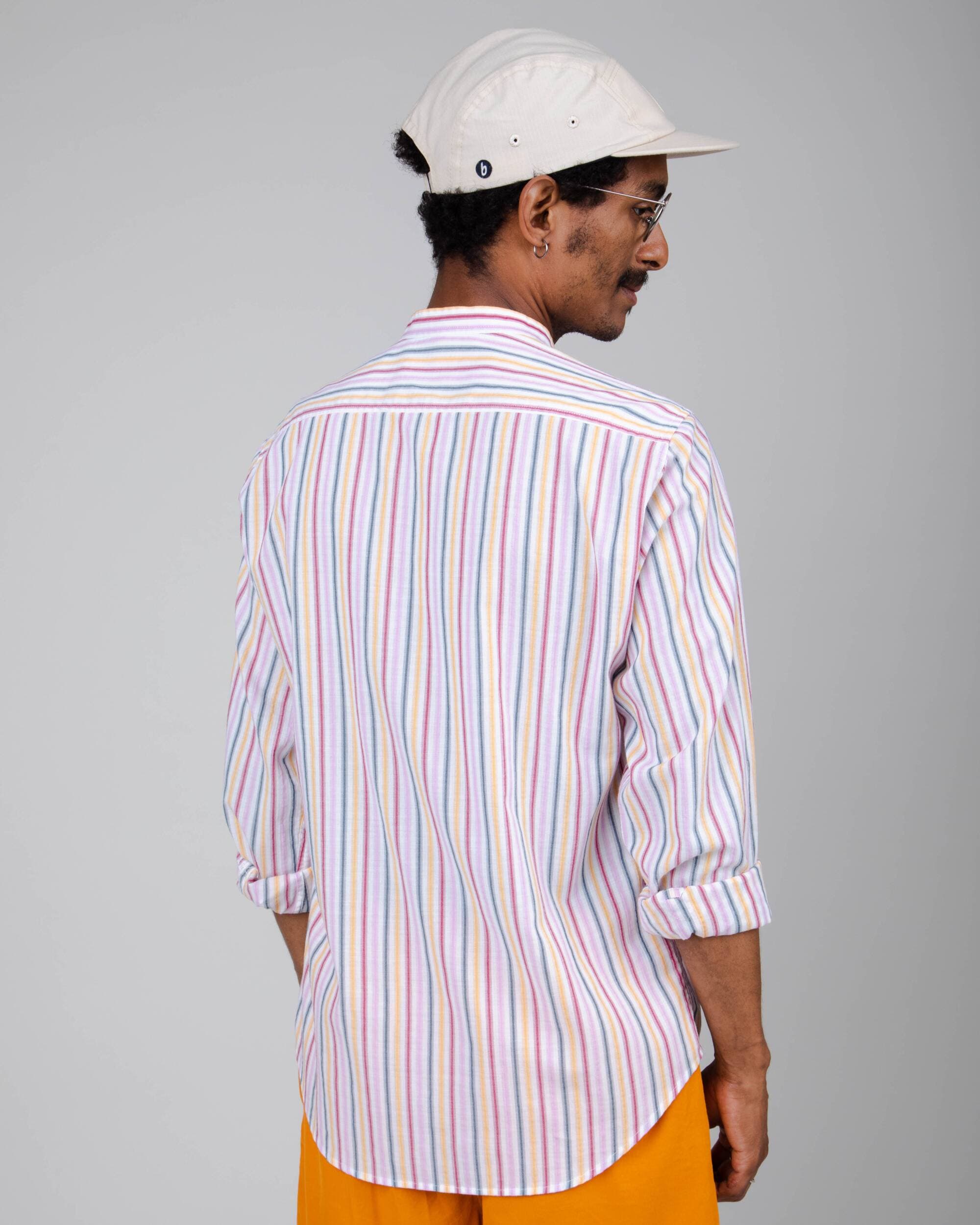 Brava Fabrics Samarretes de màniga llarga Rainbow Regular Mao Shirt White fashion sostenible moda ètica