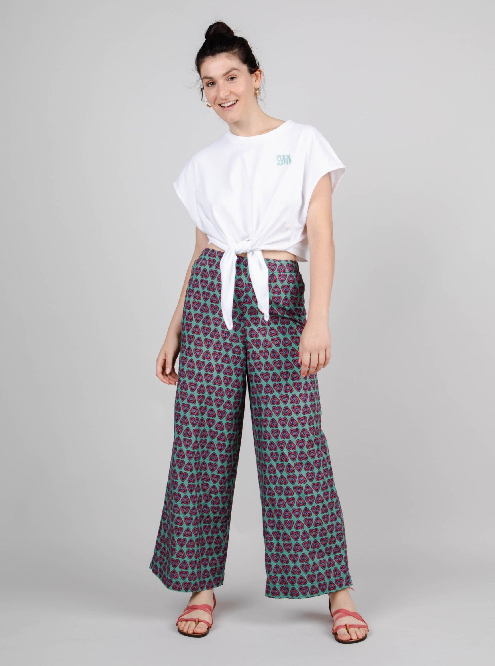 Brava Fabrics bukser ASIS Heart Wide Leg Pant Light Morera i økologisk bomuld bæredygtig mode etisk mode