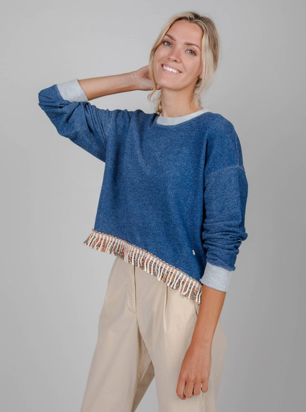 Brava Fabrics sweatshirts S Denim afrundet sweatshirt i økologisk bomuld bæredygtig mode etisk mode