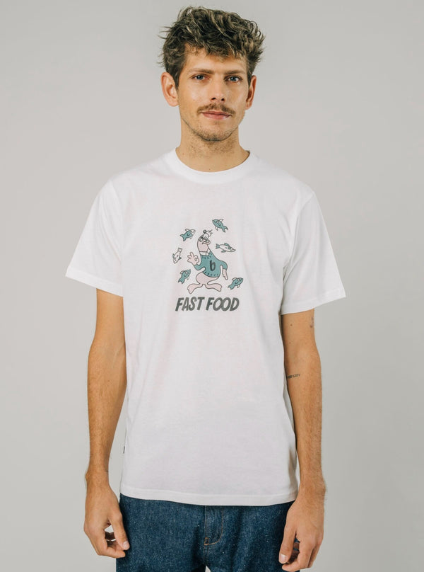 Brava Stoffer T-skjorter Fast Food T-skjorte Hvit bærekraftig mote etisk mote
