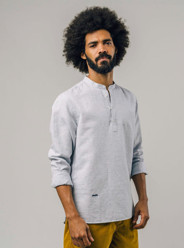 Brava Fabrics Tops 2XL Slub Henley Shirt Blau en cotó orgànic moda sostenible moda ètica