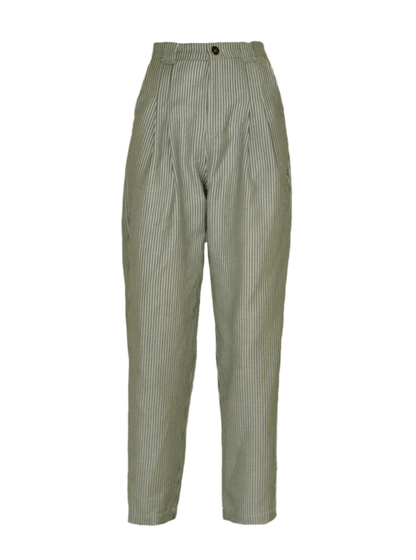 Παντελόνια & σορτς Souldaze Collection Παντελόνια Diana πράσινες ρίγες βιώσιμη μόδα ηθική μόδα