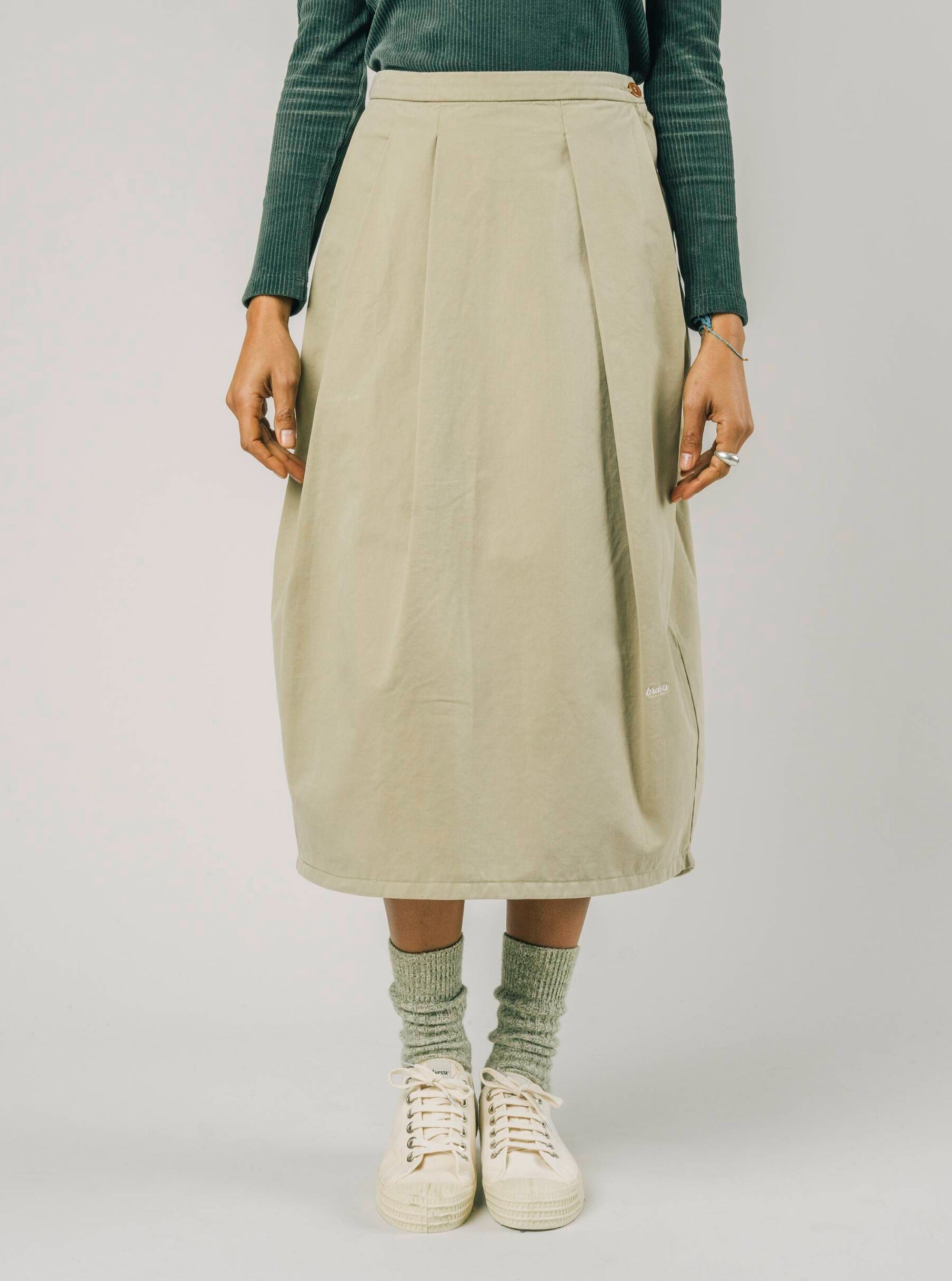 Brava Fabrics faldas Falda Plisada XS Beige de Algodón Orgánico moda sostenible moda ética