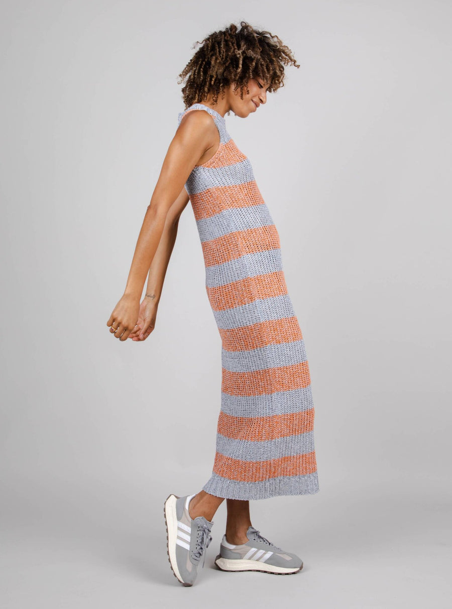 Brava Fabrics Dresses Stripes Knitted Long Dress Orangine sustainable fashion ethical fashion