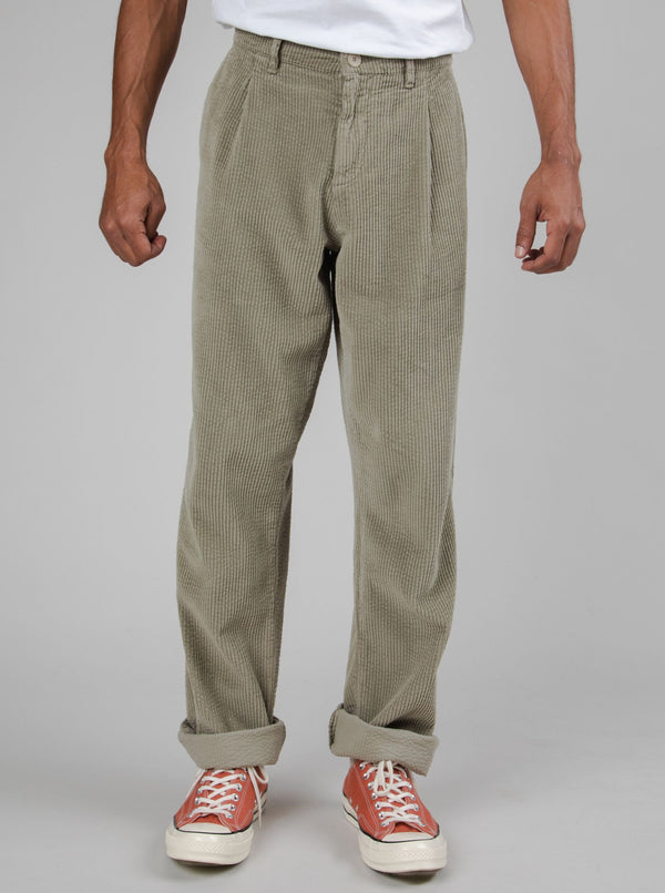 Corduroy Pleated Pants Pale in Organic Cotton