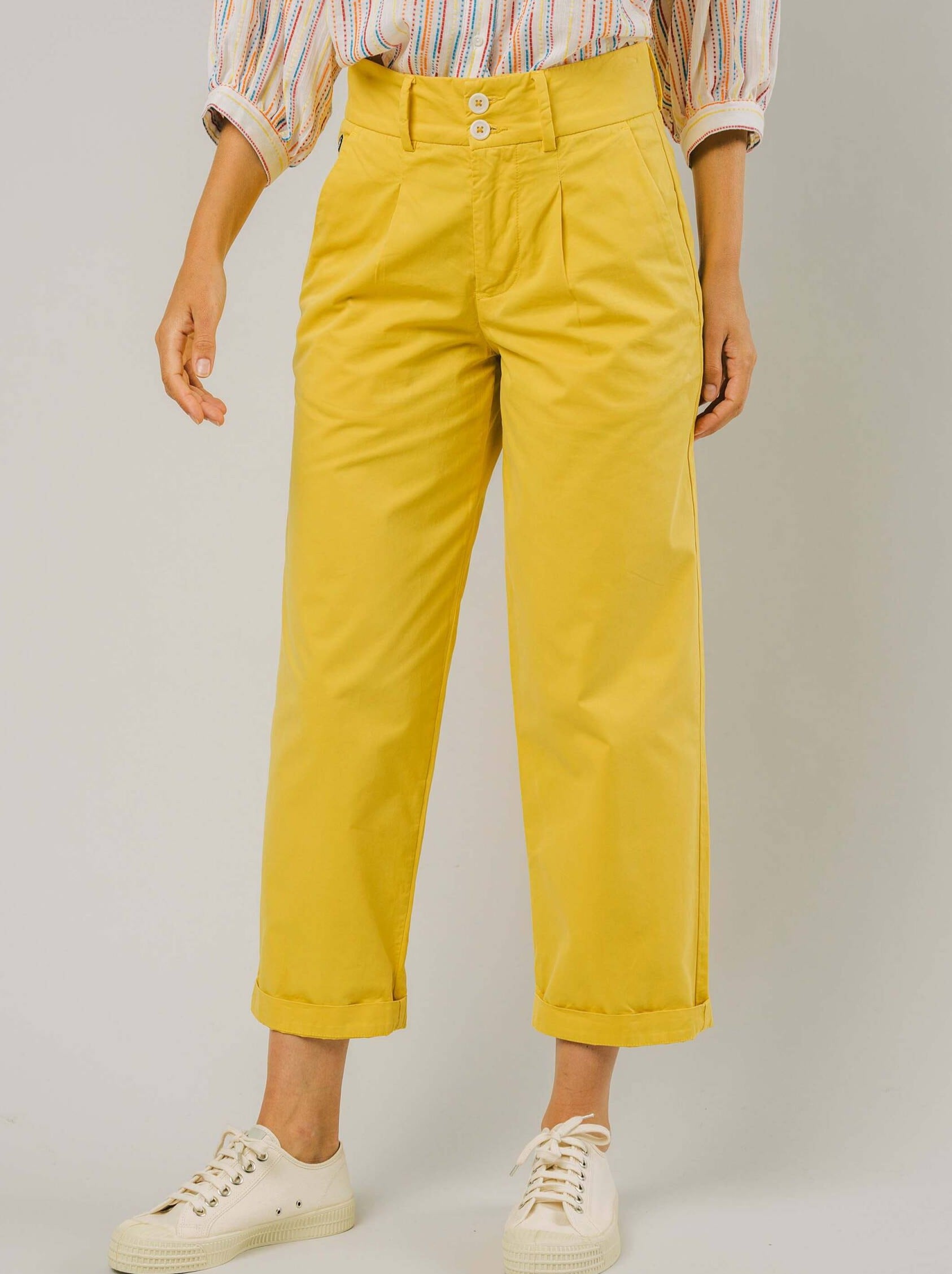 Pantalón Brava Fabrics Pantalón Voyage Pleated Pant Lemon moda sostenible moda ética