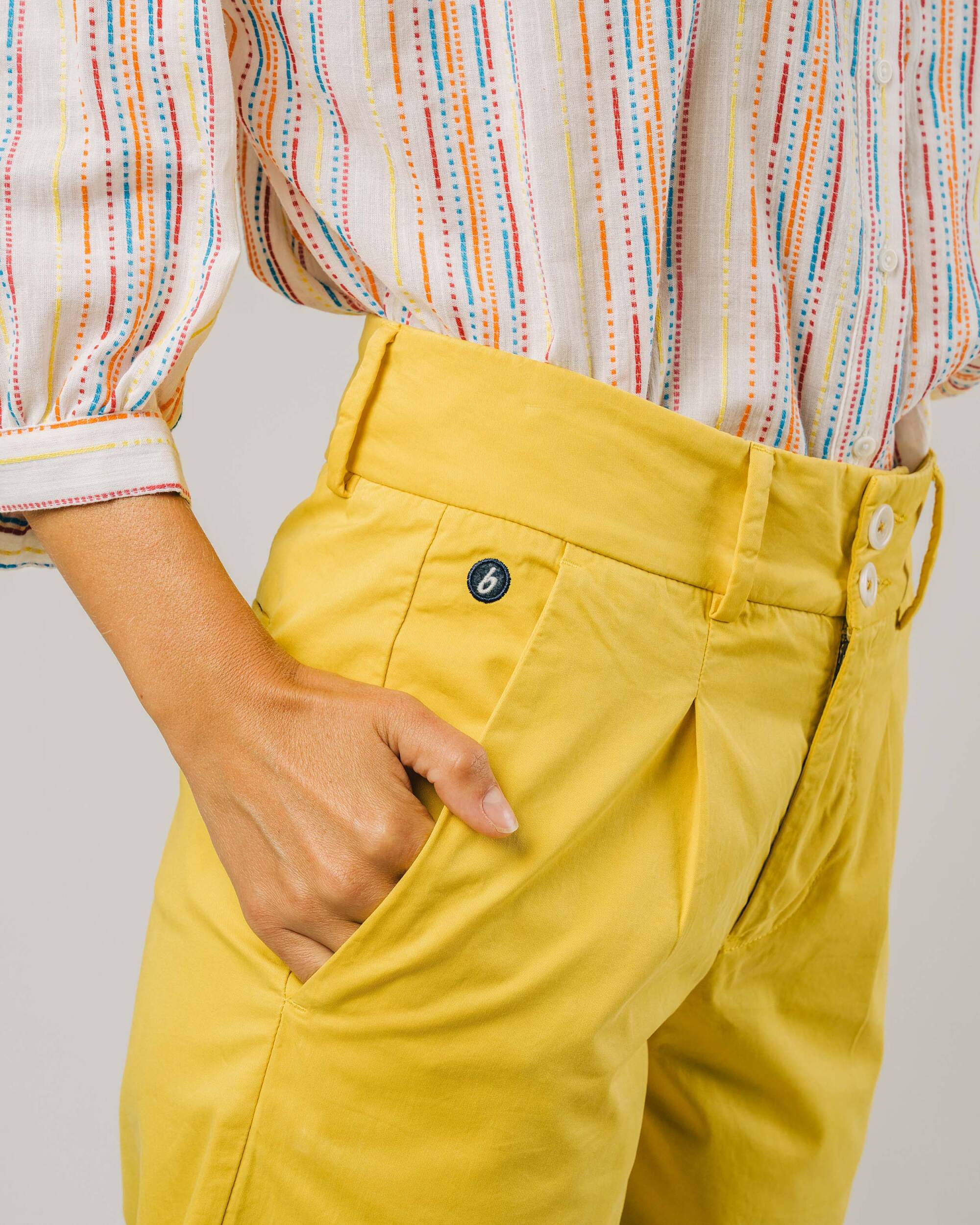 Pantalón Brava Fabrics Pantalón Voyage Pleated Pant Lemon moda sostenible moda ética