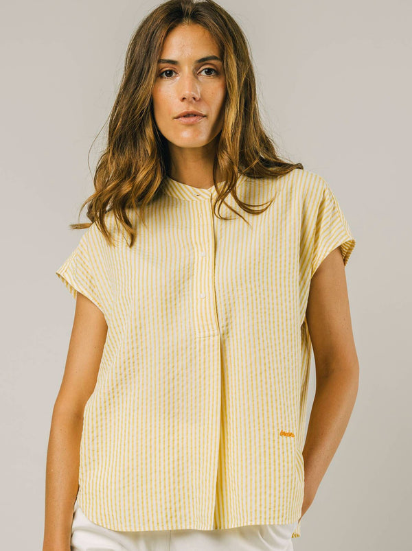 Brava Fabrics Short Sleeve Blouses Ana Blouse Lemon sustainable fashion ethical fashion