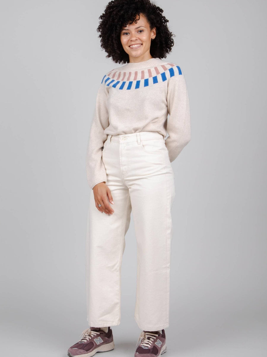 Brava Fabrics Pullover Cube Jacquard Pullover Ecru nachhaltige Mode ethische Mode