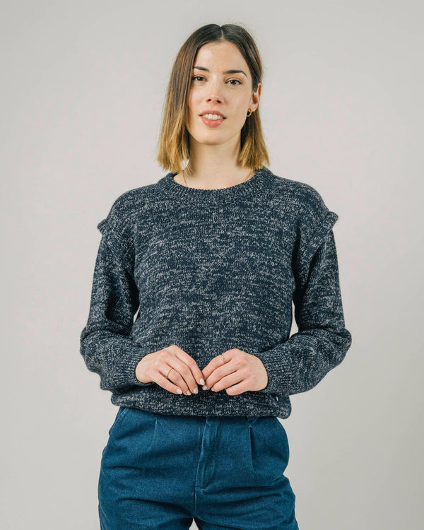 Brava Fabrics Pullover Retro Pullover Marineblau nachhaltige Mode ethische Mode