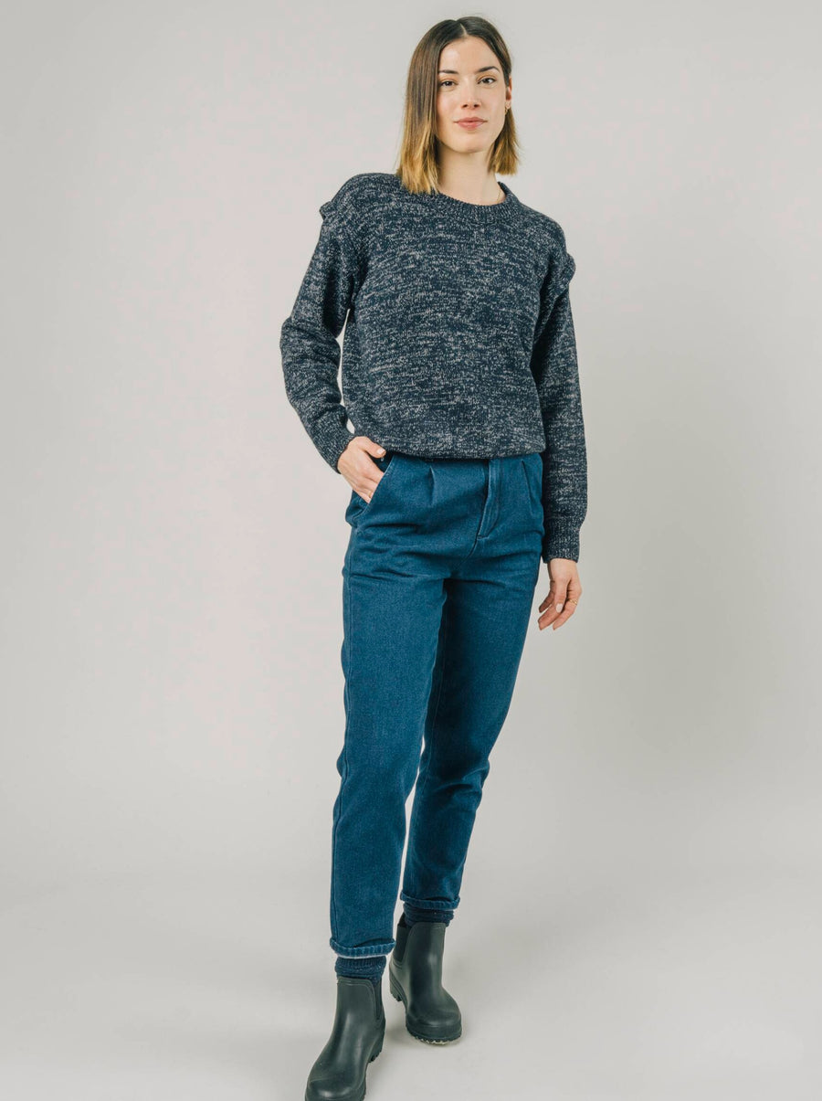 Brava Fabrics Pullover Retro Pullover Marineblau nachhaltige Mode ethische Mode
