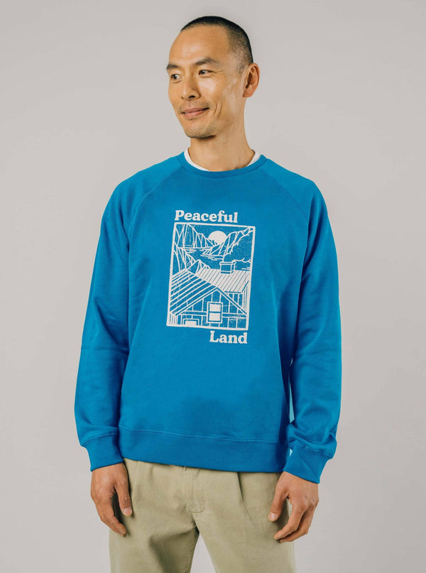 Brava Stoffer Sweatshirts Peaceful Land Sweatshirt Blå bæredygtig mode etisk mode