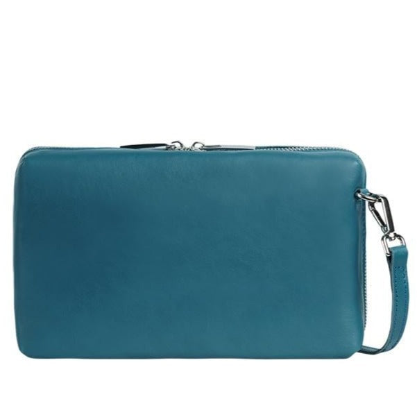 Goodforall bv Mujer MediumTurquesa MY BOXY BAG Bolso de mano en Piel y PET Reciclado. moda sostenible moda ética