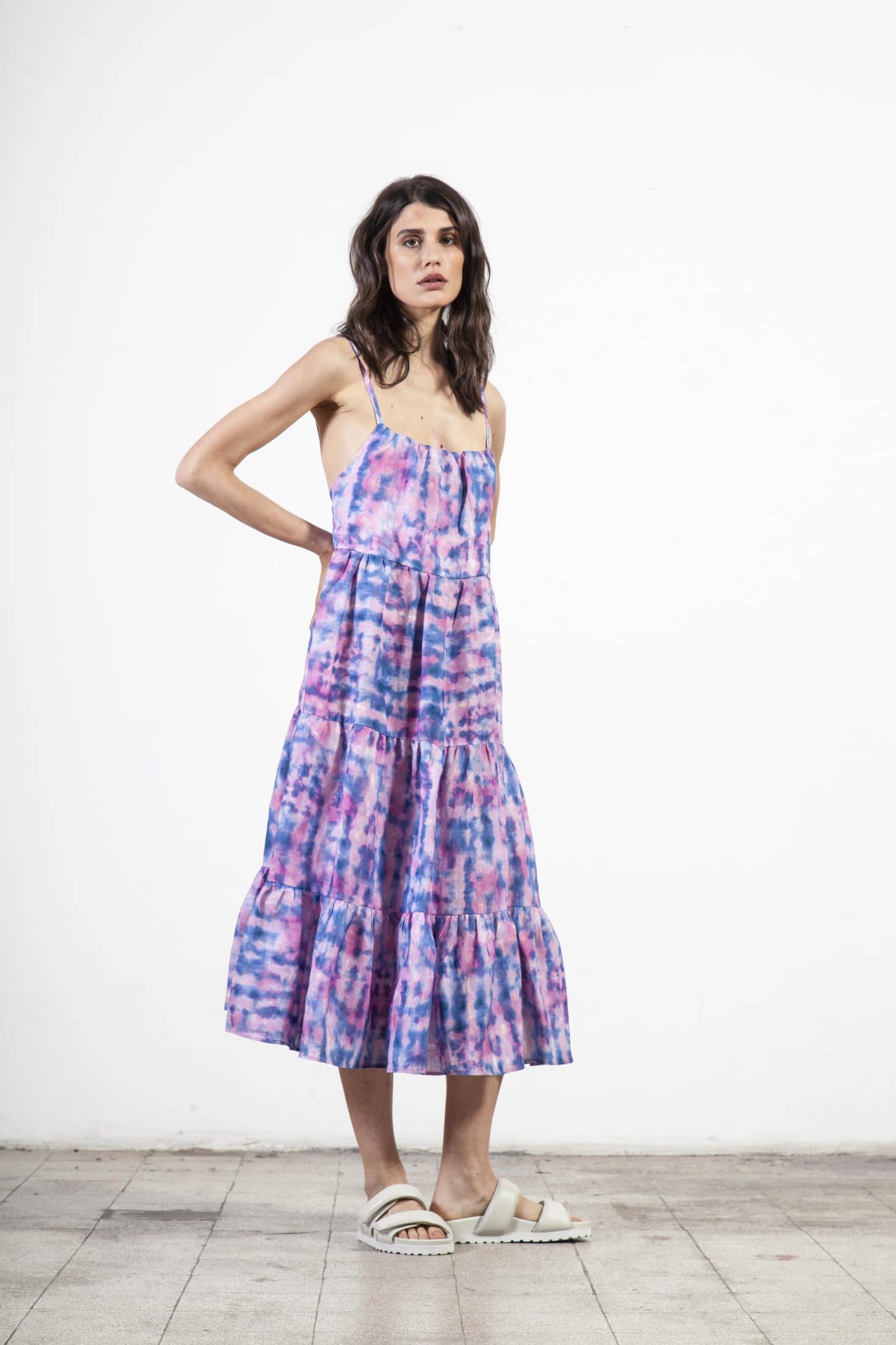 Souldaze Collection Vestidos Vestido Tilda azul/rosa moda sostenible moda ética