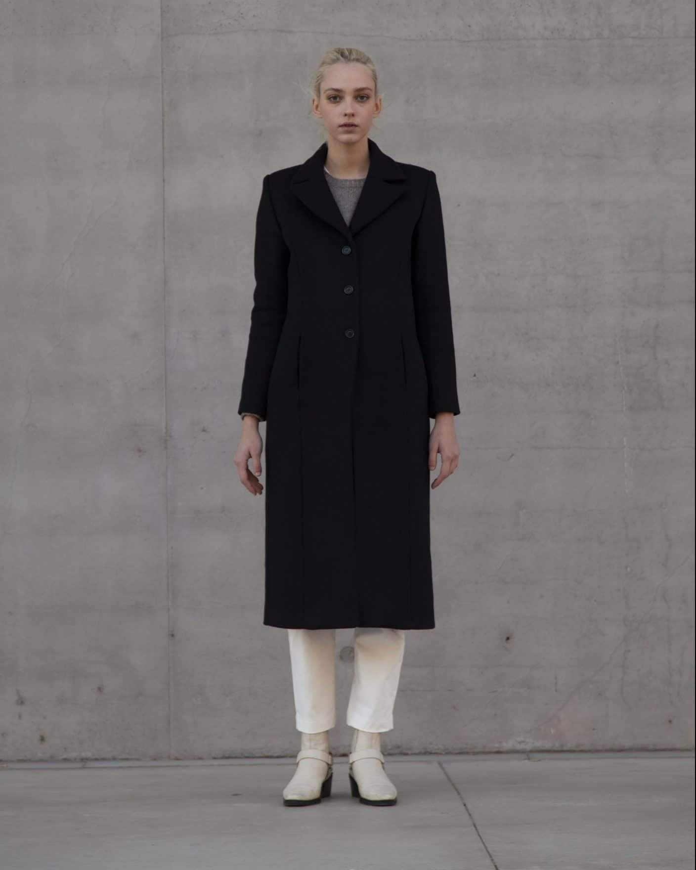 Souldaze Collection chaquetas y prendas de vestir exteriores Greta Abrigo largo negro moda sostenible moda ética