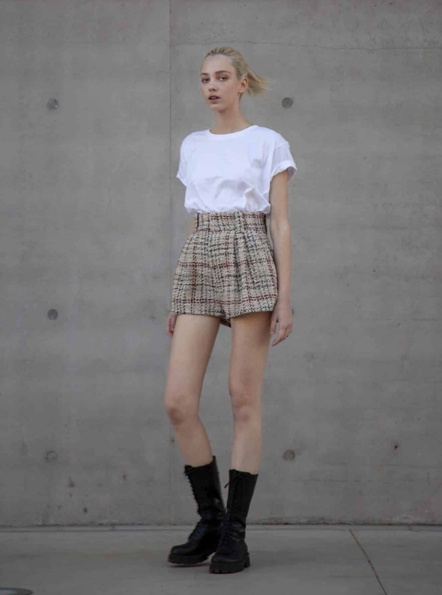 Souldaze Collection Hosen & Shorts Gilda Shorts melange rot/pink/lurex nachhaltige Mode ethische Mode